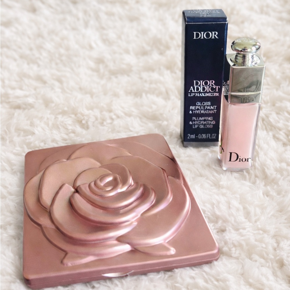 Dior Lip Maximizer Gloss 001 and Pink Rose Design Compact
